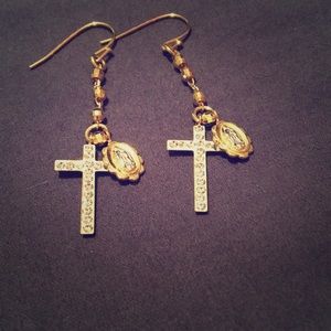 Dangle Cross Rosary earrings